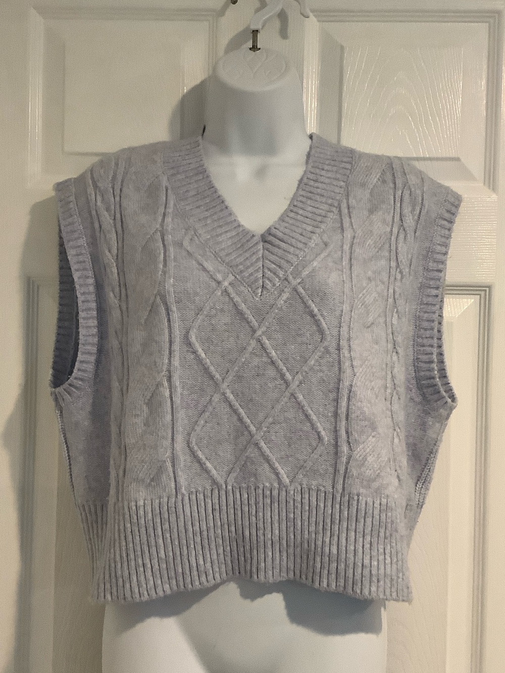 SINCERELY JULES Light Blue Cableknit Coastal Grandma Fuzzy Fall Sweater Vest M